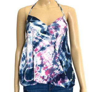 Aqua Bloomingdales Womens Size XS Halter Top Tie Dye Multicolor Bubble Hem